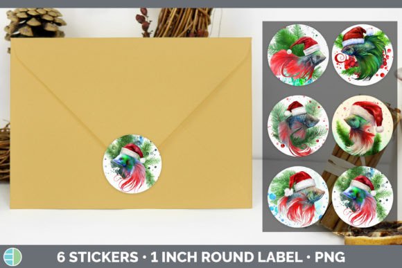 Beta Fish Christmas Stickers: Festive Illustrations