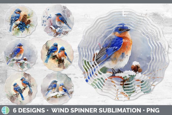 Christmas Bluebird Wind Spinner Sublim: Festive Illustrations