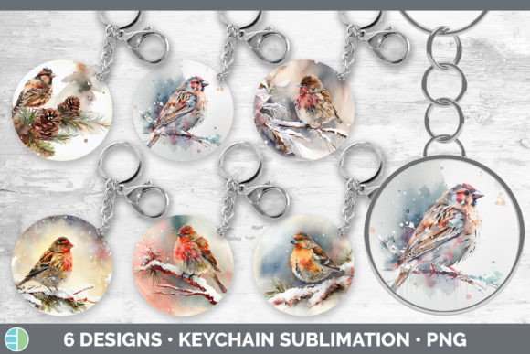 Christmas Finch Keychain Bundle: Festive Illustrations