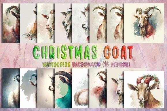 Christmas Goat Watercolor Background: Illustrations Review