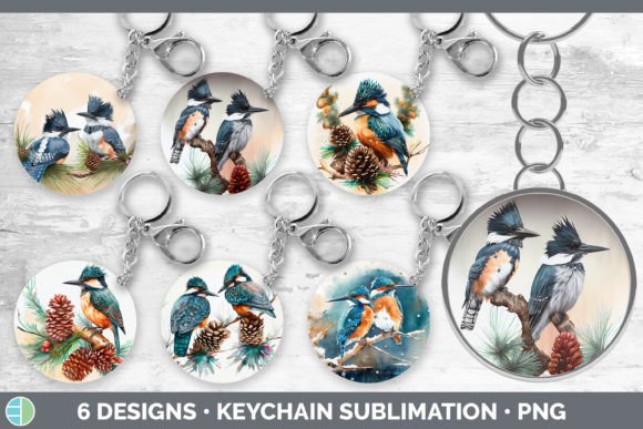 Christmas Kingfisher Keychain Bundle K: Fresh Illustrations