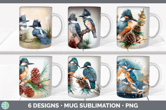 Christmas Kingfisher Mug Sublimation C: Festive Illustrations