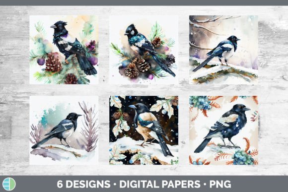 Christmas Magpie Backgrounds: Premium Illustrations
