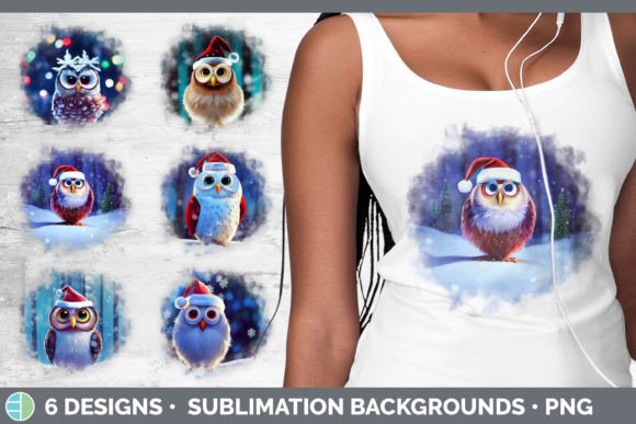 Christmas Owl Background Grunge Sublim: Illustrations Review