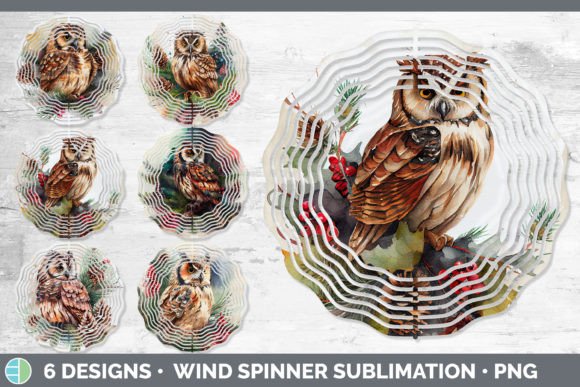 Christmas Owl Wind Spinner Sublimation: Festive Illustrations