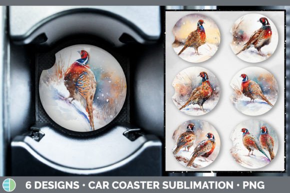 Christmas Pheasant Car Coaster Sublima: Fresh Illustrations