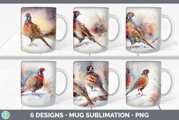 Christmas Pheasant Mug Sublimation Cof: Festive Illustrations