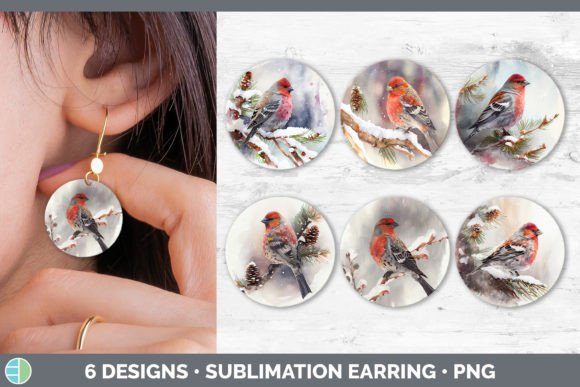 Christmas Pine Grosbeak Round Earring: A Seller's Review of Illustrations