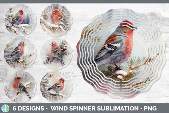 Christmas Pine Grosbeak Wind Spinner S: Festive Illustrations