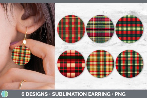 Christmas Plaid Round Earring Sublimat: Festive Illustrations