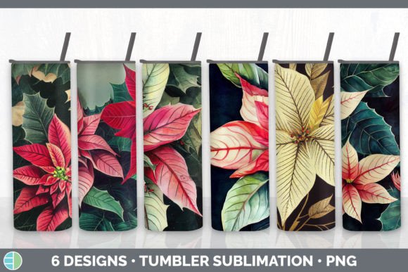 Christmas Poinsettia Tumbler Sublimation: Festive Illustrations