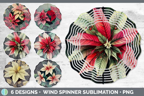 Christmas Poinsettia Wind Spinner: Festive Illustrations