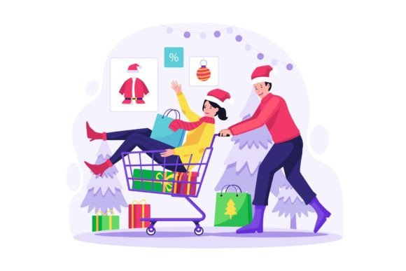 Christmas Shopping Illustrations for Branding