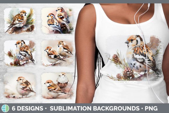 Christmas Snow Bunting Distressed Sublim Illustrations
