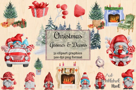 Christmas Watercolor Gnomes Cliparts Png: Illustrations Review