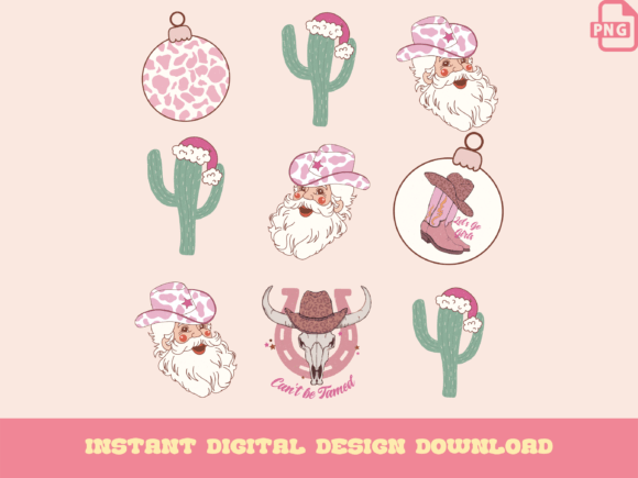 Country Cowgirl Christmas: Pink Xmas Illustrations