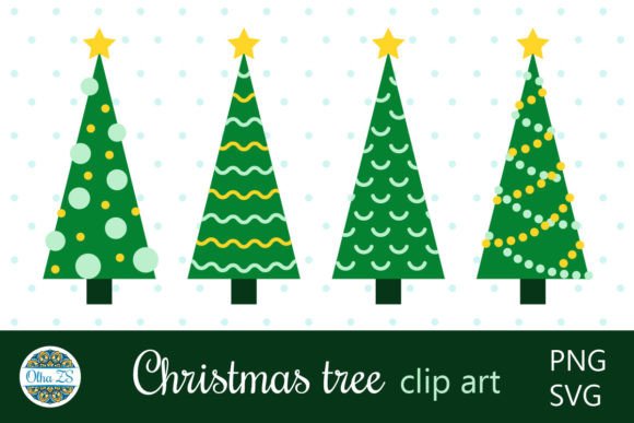 Geometric Christmas Trees SVG PNG Set: Modern Illustrations
