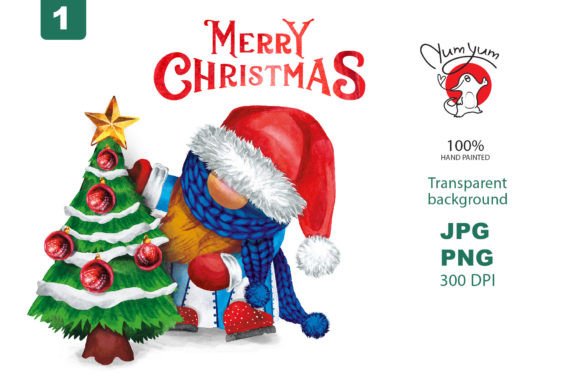 Gnome with a Christmas Tree: Festive Illustrations