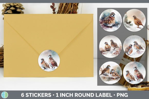 Quail Christmas Stickers: Festive Illustrations