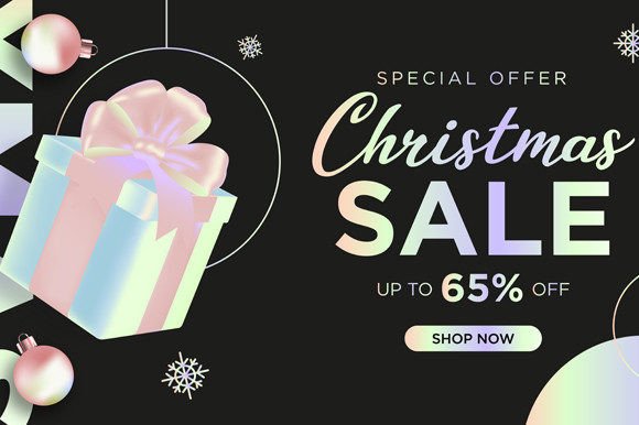Realistic Christmas Sale Banner: Premium Illustrations