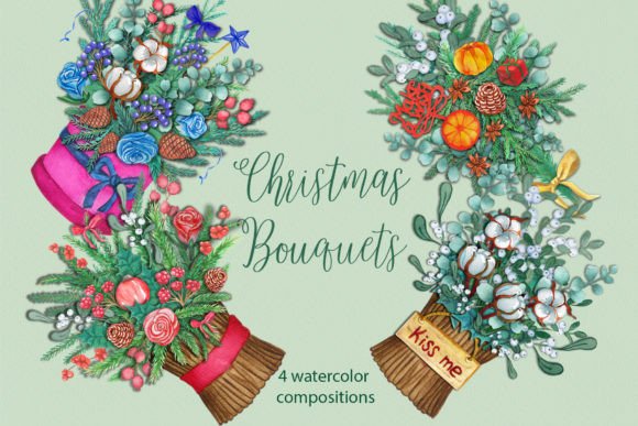 Review: Set of Four Christmas Bouquets Illustrations