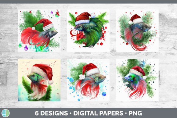Santa Beta Fish Christmas Backgrounds: Illustrations Review