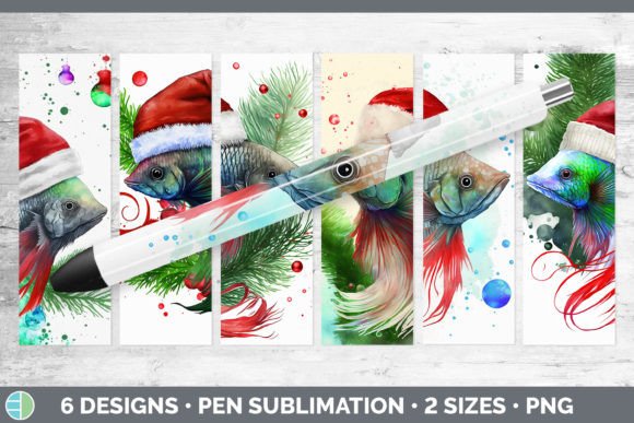 Santa Beta Fish Pen Wraps: Festive Illustrations