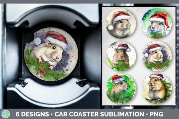 Santa Gerbil Christmas Car Coaster Sub: Festive Illustrations