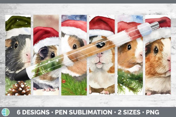 Santa Guinea Pig Pen Wraps: Festive Illustrations