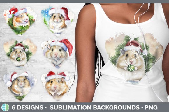 Santa Hamster Christmas Heart Distressed: Festive Illustrations