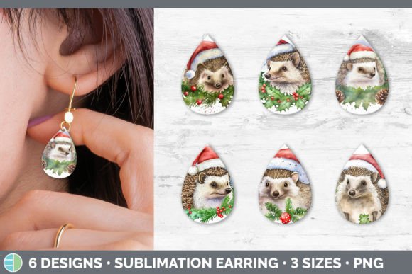 Santa Hedgehog Earrings: Festive Illustrations