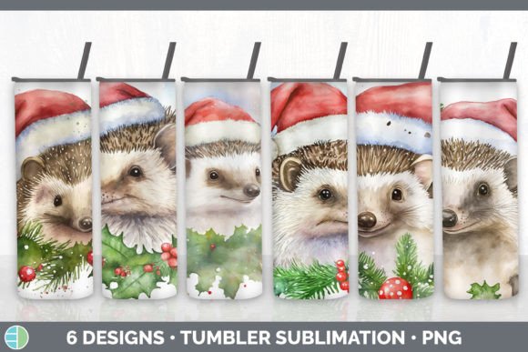 Santa Hedgehog Tumbler Sublima: Festive Illustrations