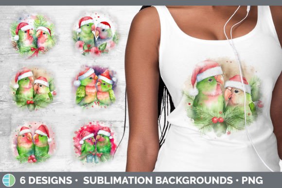 Santa Lovebirds Christmas Background G: Festive Illustrations