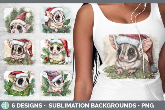 Santa Sugar Glider Christmas Distressed Illustrations Review