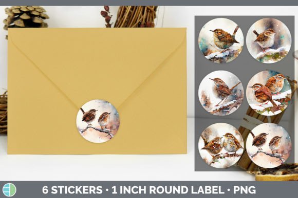 Wren Christmas Stickers: Festive Illustrations for Sellers